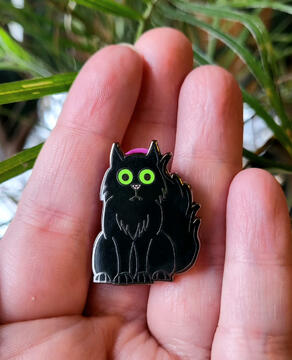 Fuzzy Black Cat Pin